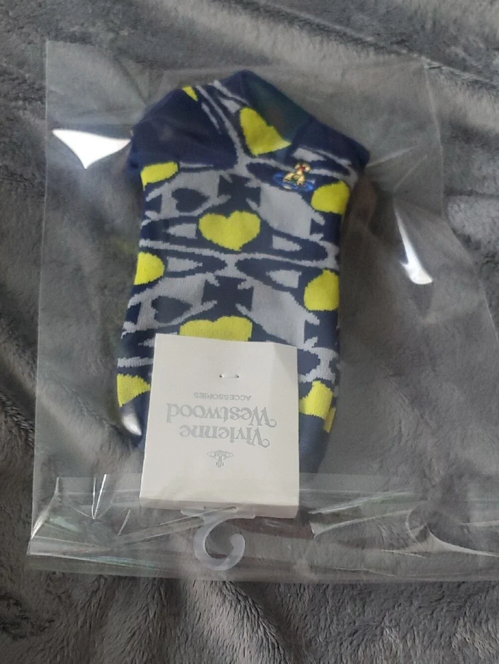 Vivienne Westwood Navy, Yellow & Gray Patterned Casual Socks